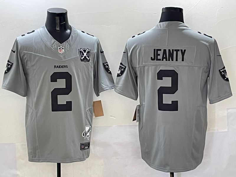 Men 2025 Oakland Raiders #2 Jeanty Grey Throwback Three generations Nike Limited NFL Jersey style 2->oakland raiders->NFL Jersey